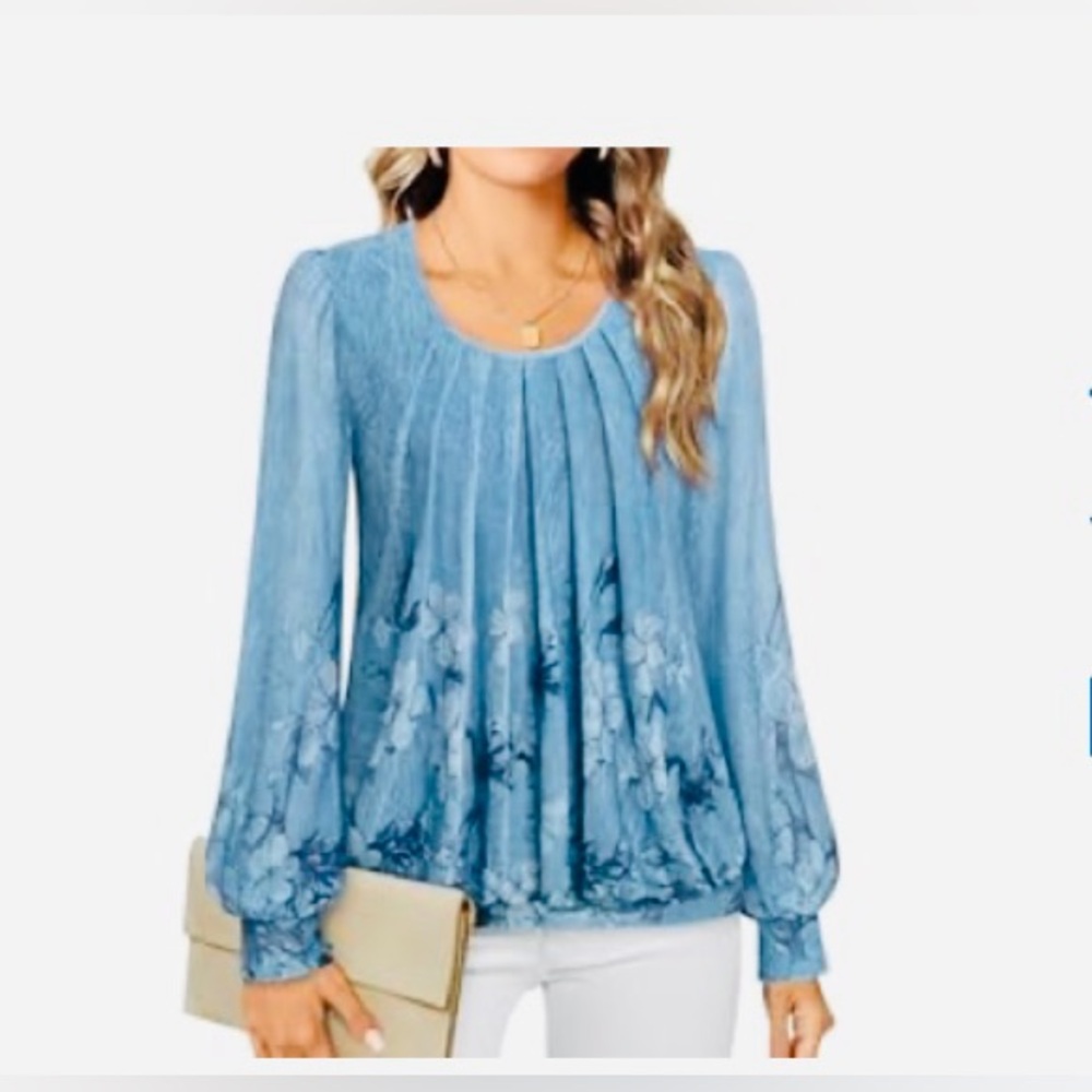 TIMESON Blouse Floral Long Sleeve Pullover Tunic Top